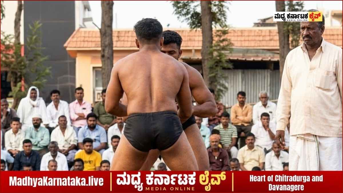 ದಾವಣಗೆರೆ ದುರ್ಗಮ್ಮನ ಜಾತ್ರೆ: ಅಖಾಡದಲ್ಲಿ ಅಂತರಾಷ್ಟ್ರೀಯ ಪೈಲ್ವಾನರ ಅಬ್ಬರ; ಒಂದೂವರೆ ಕೆಜಿ ಬೆಳ್ಳಿ ಗದೆಗಾಗಿ ನಡುಗಿತು ಧರೆ!