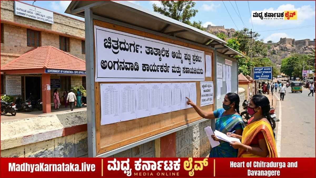 ಚಿತ್ರದುರ್ಗ ಜಿಲ್ಲೆಯ ಅಂಗನವಾಡಿ ಕಾರ್ಯಕರ್ತೆಯರ ತಾತ್ಕಾಲಿಕ ಆಯ್ಕೆ ಪಟ್ಟಿ ಬಿಡುಗಡೆ: ಆಕ್ಷೇಪಣೆಗೆ ಅವಕಾಶ