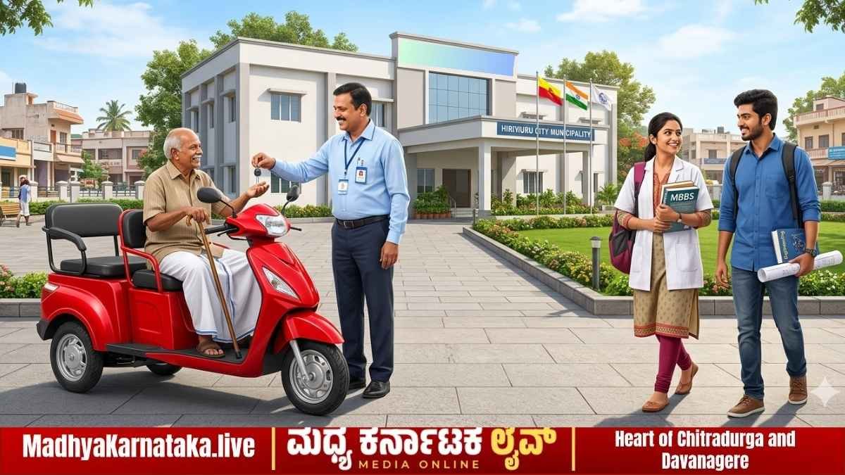 ಹಿರಿಯೂರು ನಗರಸಭೆಯಿಂದ ಬಂಪರ್ ಕೊಡುಗೆ: ಉಚಿತ ತ್ರಿಚಕ್ರ ವಾಹನ, ವಿದ್ಯಾರ್ಥಿಗಳಿಗೆ ಶೇ.50 ಫೀಸ್ ರಿಯಾಯಿತಿ- ಅರ್ಜಿ ಸಲ್ಲಿಸಲು ಜೂನ್ 30 ಕೊನೆಯ ದಿನ!
