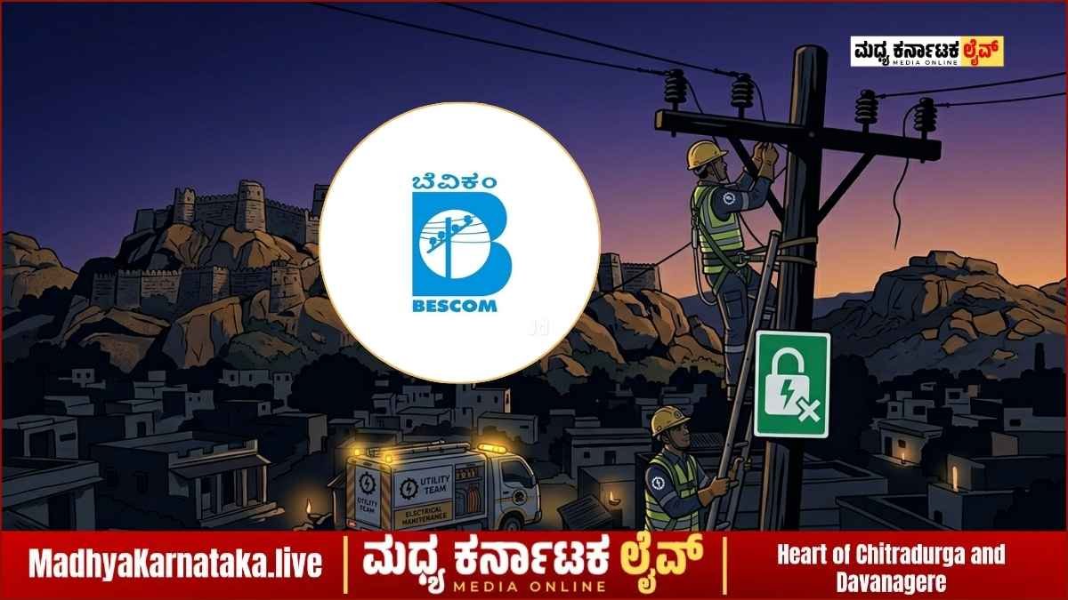 ಚಿತ್ರದುರ್ಗದ ಹಲವೆಡೆ ಇಂದು ಇಡೀ ದಿನ ಕರೆಂಟ್ ಕಟ್: ಯಾವೆಲ್ಲಾ ಏರಿಯಾಗಳಲ್ಲಿ ವಿದ್ಯುತ್ ವ್ಯತ್ಯಯ?